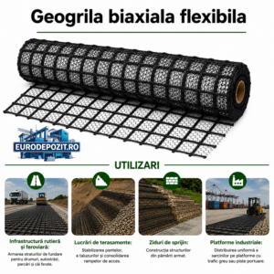 geogrila biaxiala cu noduri flexibile utilizare